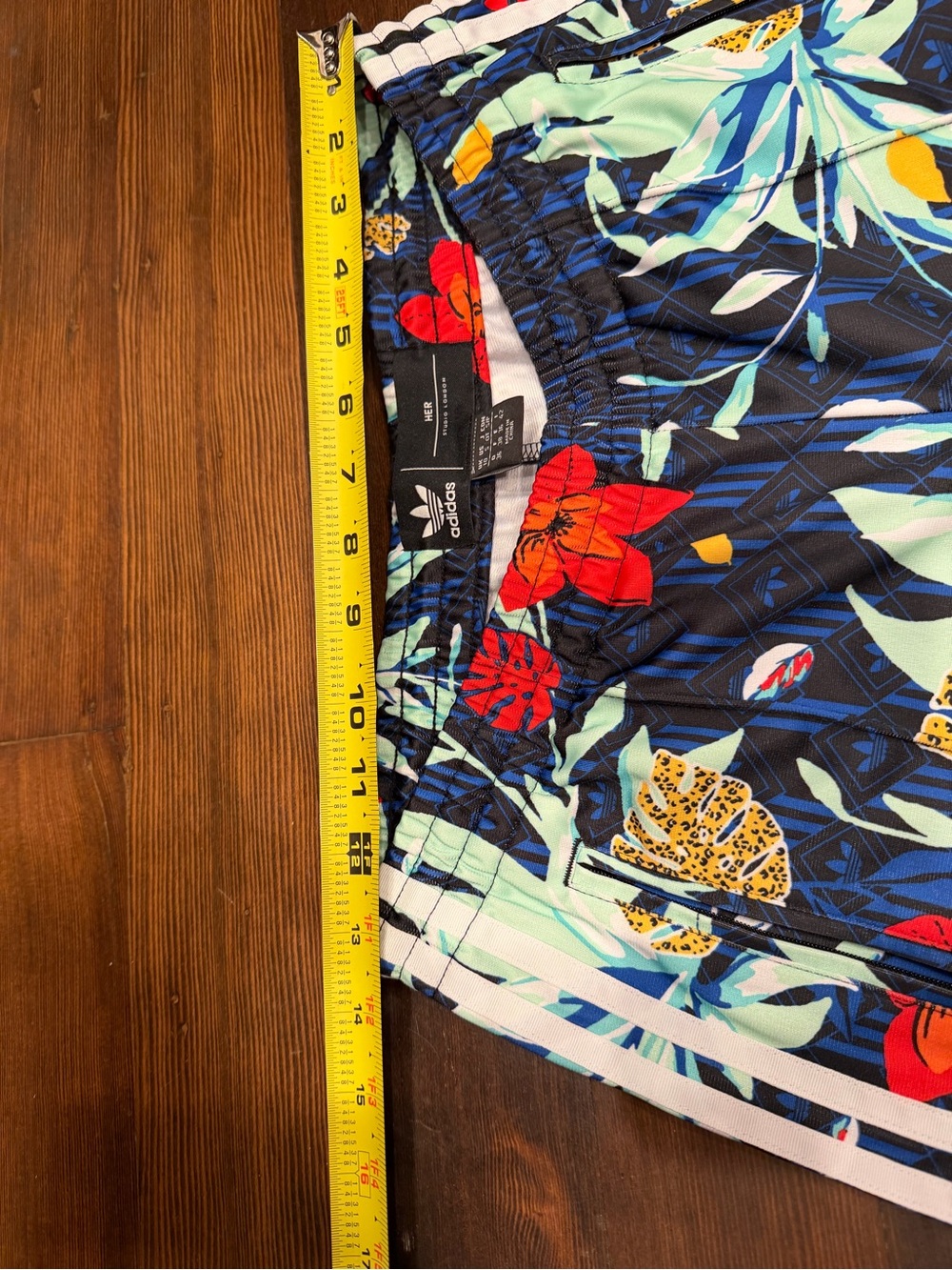 adidas Navy Floral Track Pants with Red & Mint Details - Picture 3 of 7